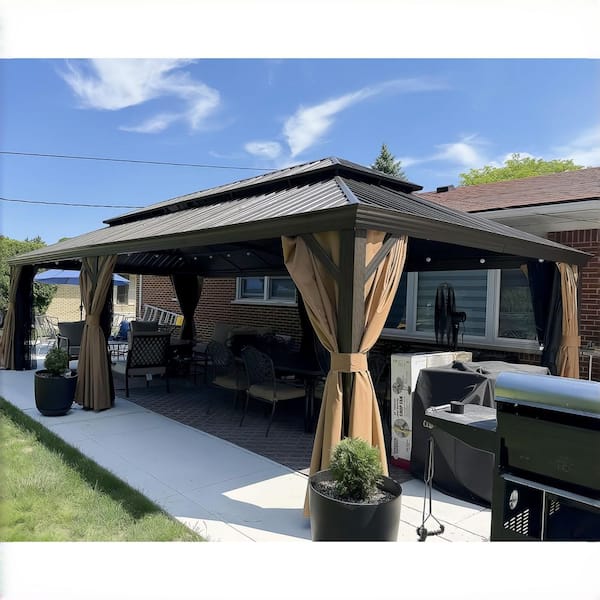 PURPLE LEAF 12 ft.x 26 ft.Bronze Luxury Aluminum Frame Hardtop