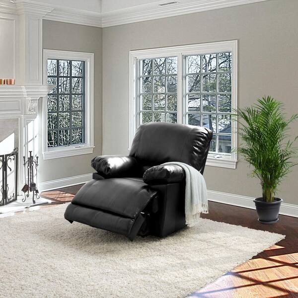 CorLiving Plush Power Reclining Black Bonded Leather Recliner with USB Port