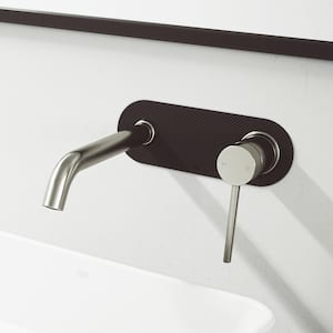 Lenox Single Handle Carbon Fiber Wall Mount Bathroom Faucet in Brushed Nickel