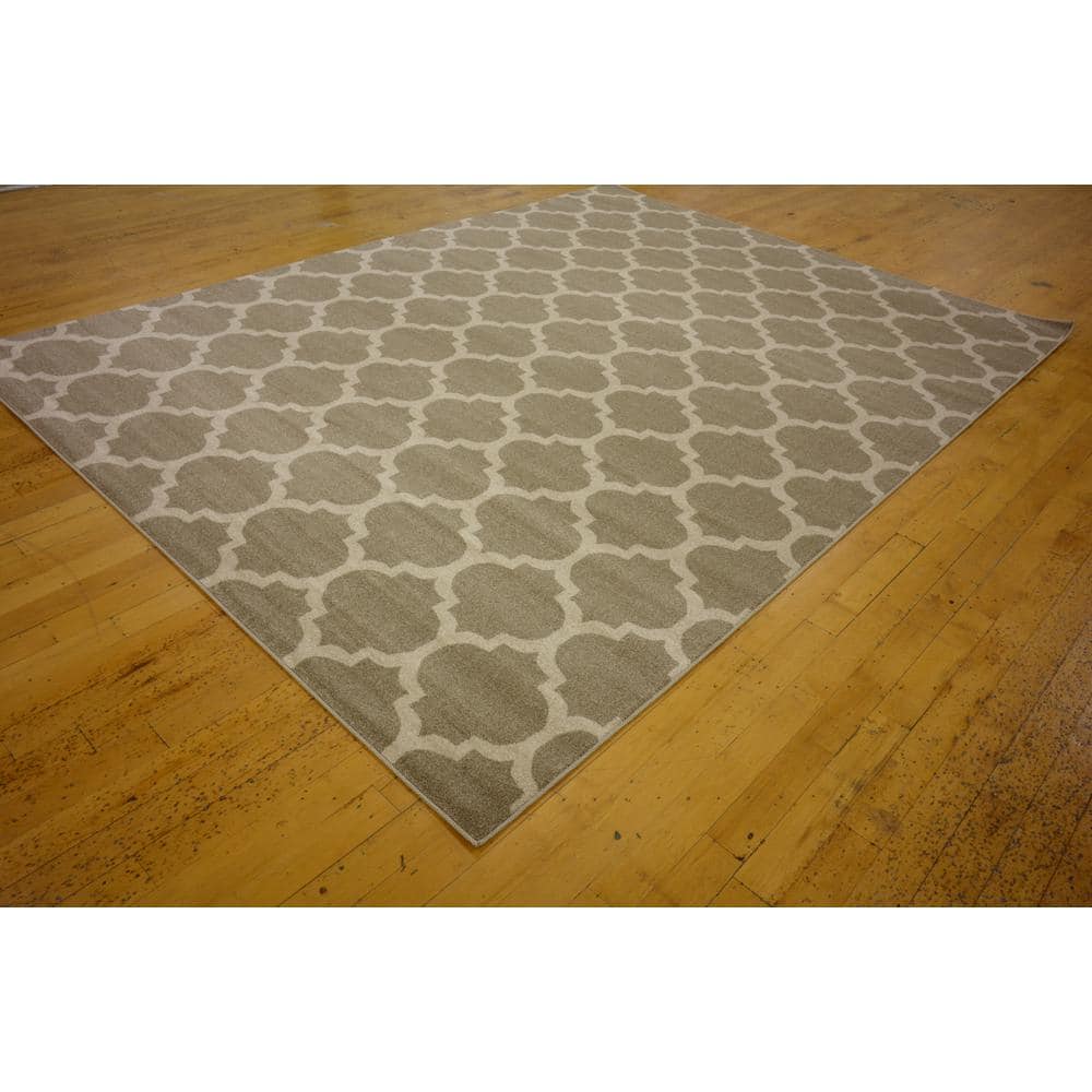 Elegant Trellis Light Brown Indoor Area Rug with Easy Care Features