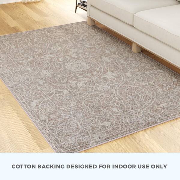 Brookside Beige 5 ft. x 8 ft. Vintage Oriental Lattice Area Rug