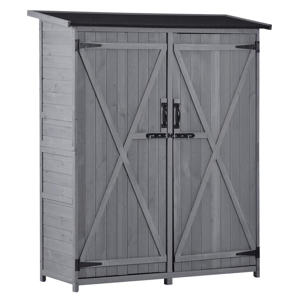 TOPMAX Gray 4.6 ft. W x 5.3 ft. H x 3.88 ft. L Outdoor Wood Storage Shed To