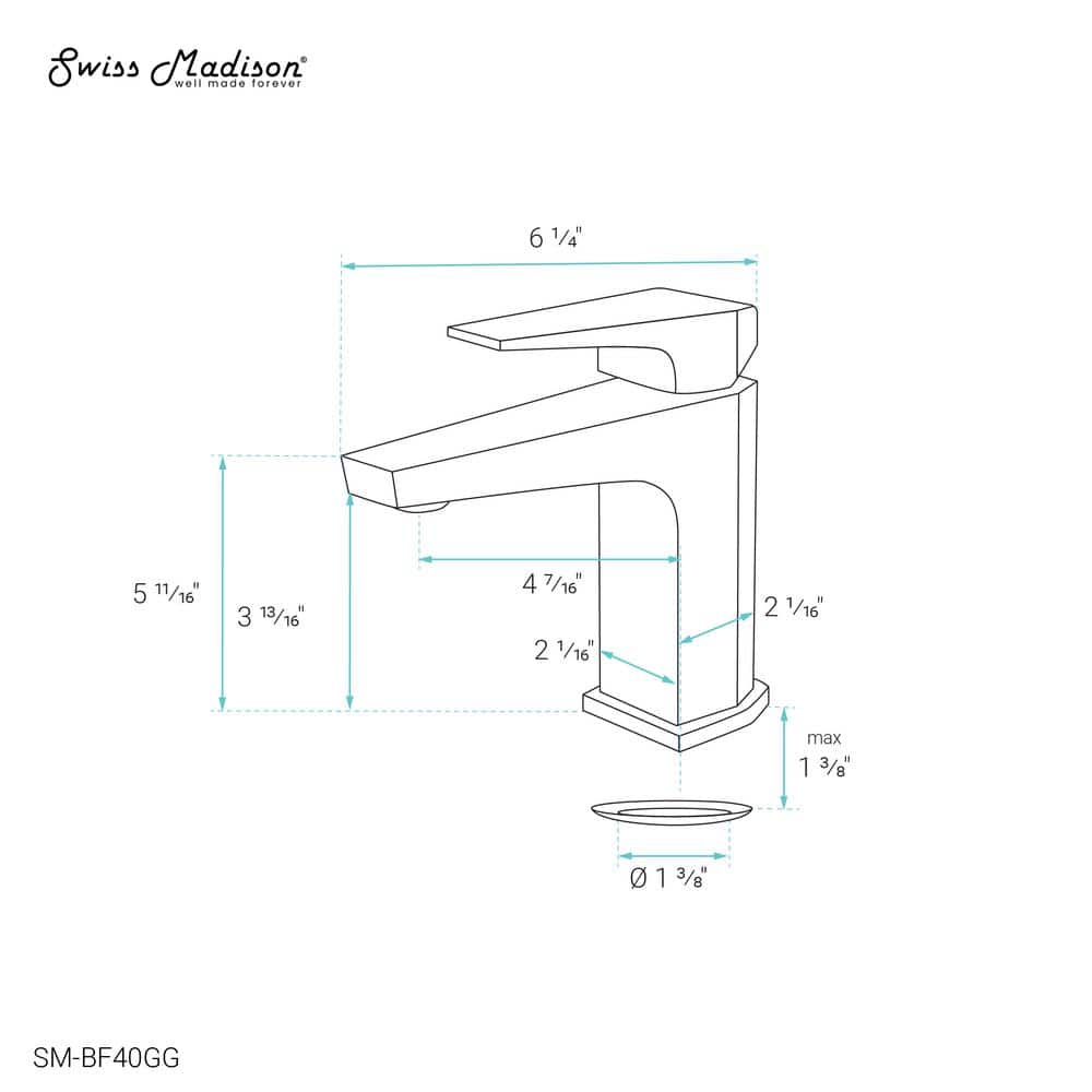Gunmetal Gray Single-Handle Brass Bathroom Faucet