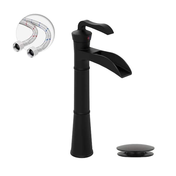 Single Hole Single Handle Bathroom Vessel Sink Faucet in Matte Black