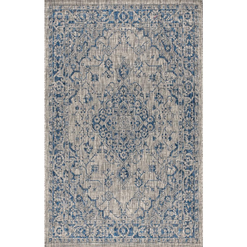 Rozetta Boho Medallion Gray Synthetic 3x5 Indoor/Outdoor Rug