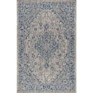 JONATHAN Y Rozetta Boho Medallion Gray/Navy 7 ft. 9 in. x 10 ft ...