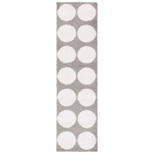 Calico Shag 2 ft. x 8 ft. Gray/Ivory Polka Dot Runner Rug