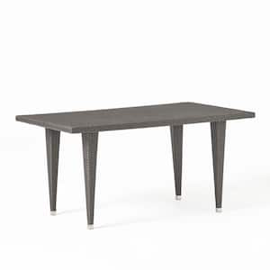 Gray Wicker 29.1 in. H Outdoor Dining Table