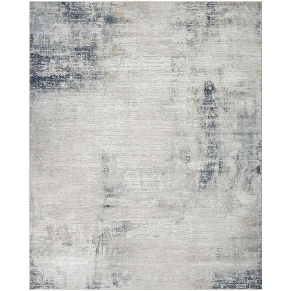 Nourison Dekor Grey Navy 8 ft. x 10 ft. Abstract Contemporary Area Rug ...