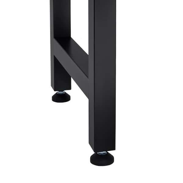 76 in. W x 23 in. D x 34.75 in. H Adjustable Height Black Workbench with Solid Wood Top