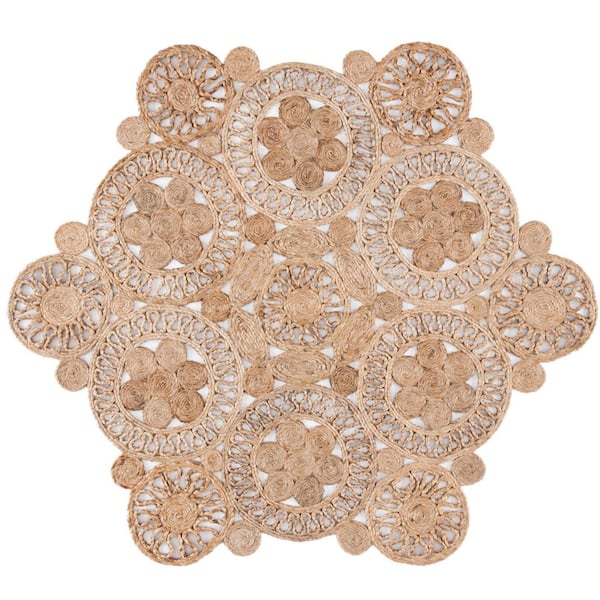 SAFAVIEH Natural Fiber Beige 7 ft. x 7 ft. Solid Color Round Area Rug