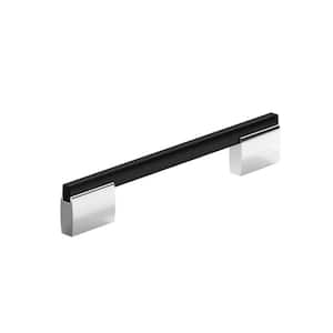 Bloomsbury Collection 7 9/16 in. (192 mm) Black and Chrome Modern Rectangular Cabinet Bar Pull