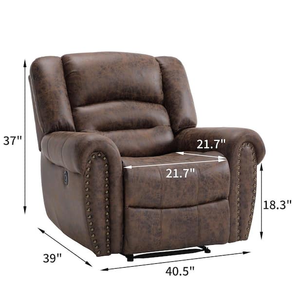 Bestier 40.5 in. W Brown Vegan Leather Manual Power Recliner with