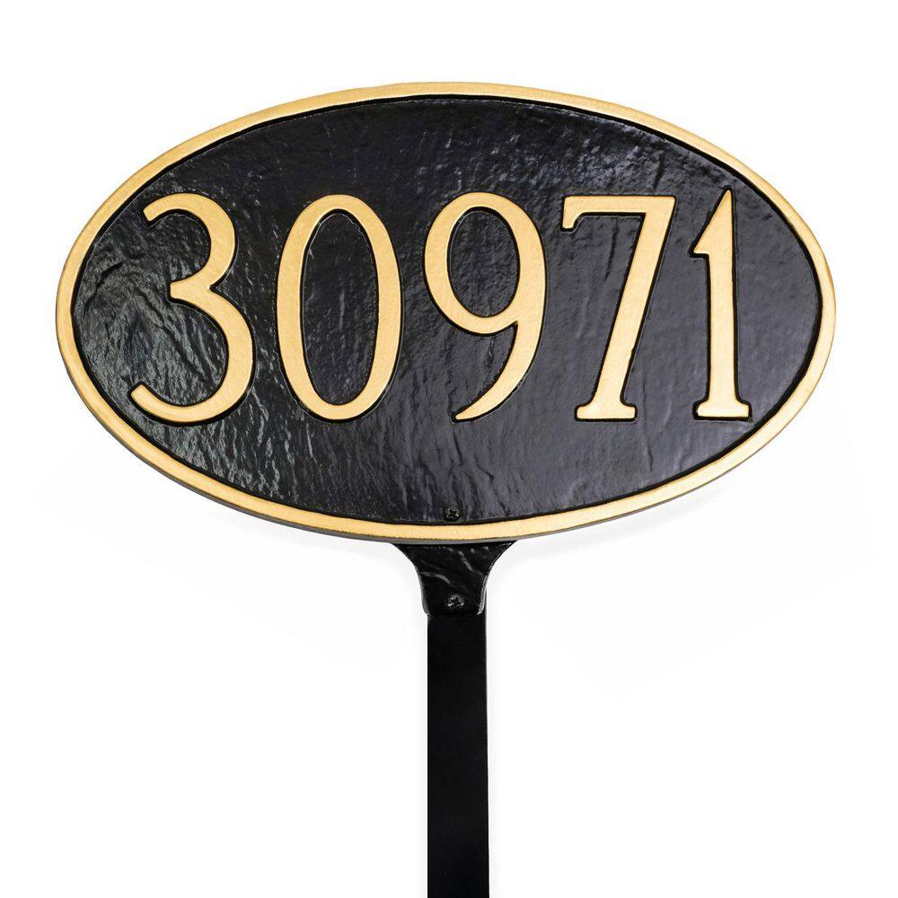 Classic Oval Small Address Sign Plaque with Lawn Stake - Black/Gold price history on PriceWatchPro