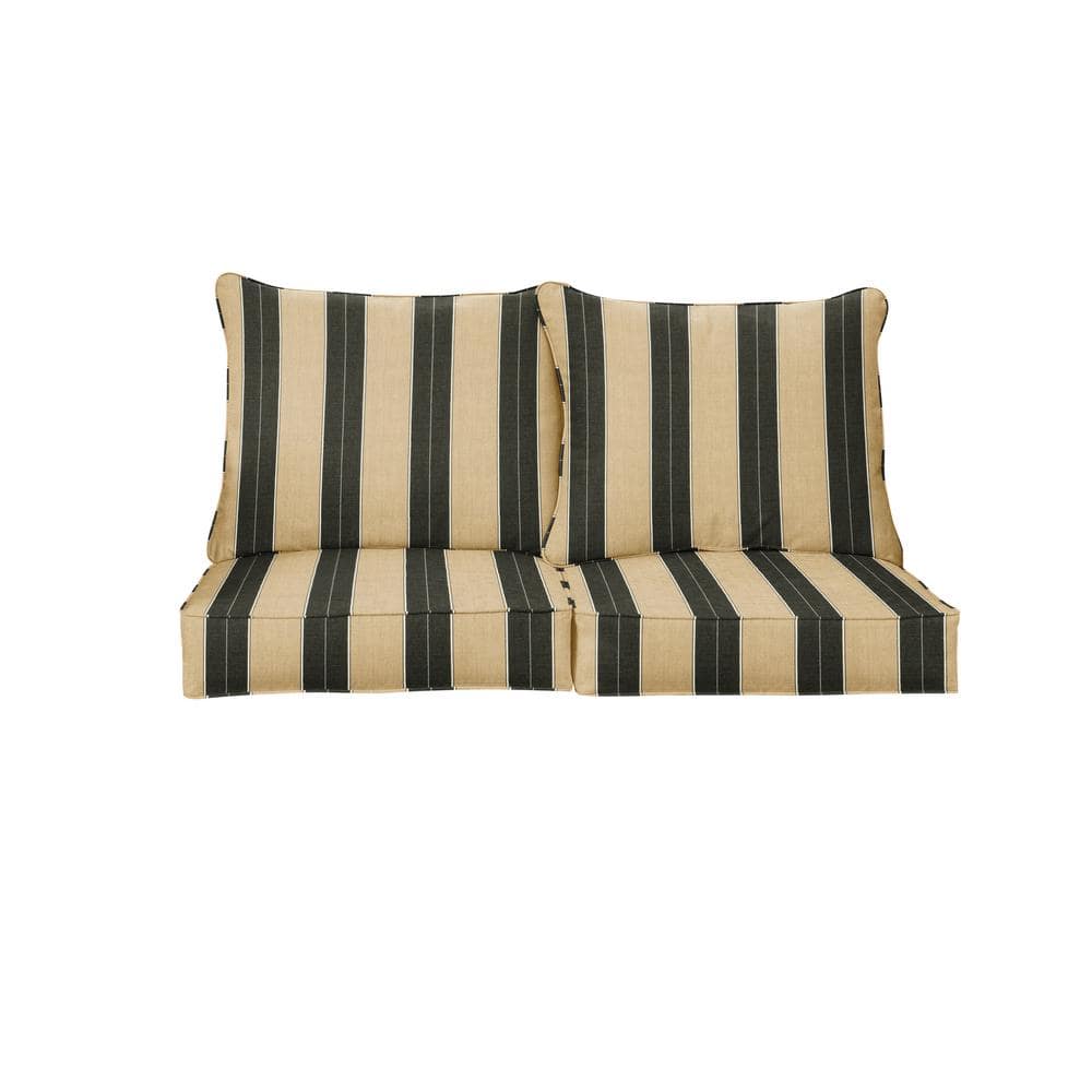 SORRA HOME 25 in. x 25 in. Sunbrella Berenson Tuxedo Deep Seating Indoor Outdoor Loveseat Cushion HD193521TESEVOL The Home Depot