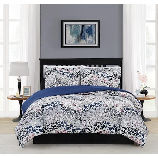 Cannon Chelsea 3-Piece Blue Multi Polyester King Comforter Set