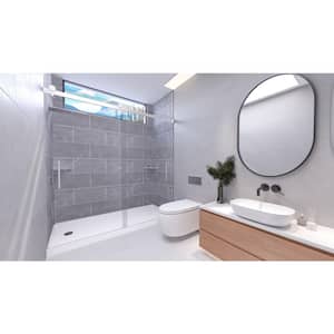 Platinum Grey-Tetherow 60 in. W. x 32 in. x 99 in. Floor/Ceiling Base/Wall/Door Alcove Shower Stall/Kit Chrome Left