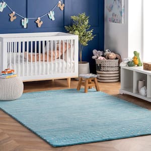 Marlowe Stripes Baby Blue Doormat 3 ft. x 5 ft. Indoor Area Rug