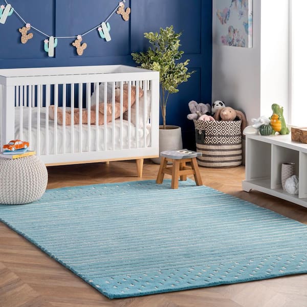 Marlowe Stripes Baby Blue 4 ft. x 6 ft. Indoor Area Rug