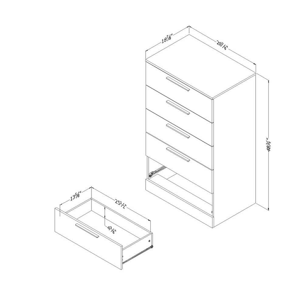 Winter Oak 5-Drawer Modern Tall Chest