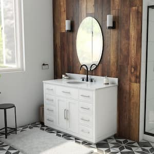 Dexterity 48 in. W x 22 in. D x 34 in . H. Oak Vanity with Oval Undermount Sink - White with White Top