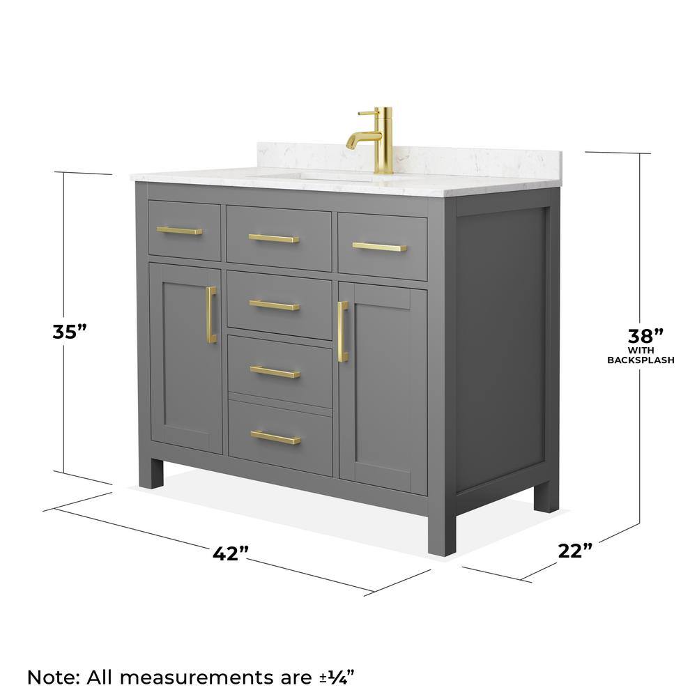 Beckett 42" Dark Gray Freestanding Vanity with Carrara Marble Top