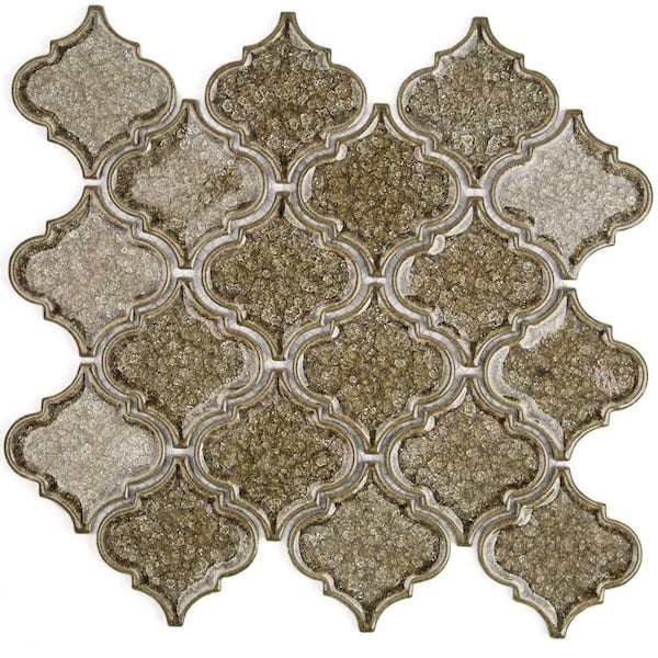 Ivy Hill Tile Roman Selection Iced Gold Lantern 9-3/4 in. x 10-1/2 in. x 8 mm Glass Mosaic Tile