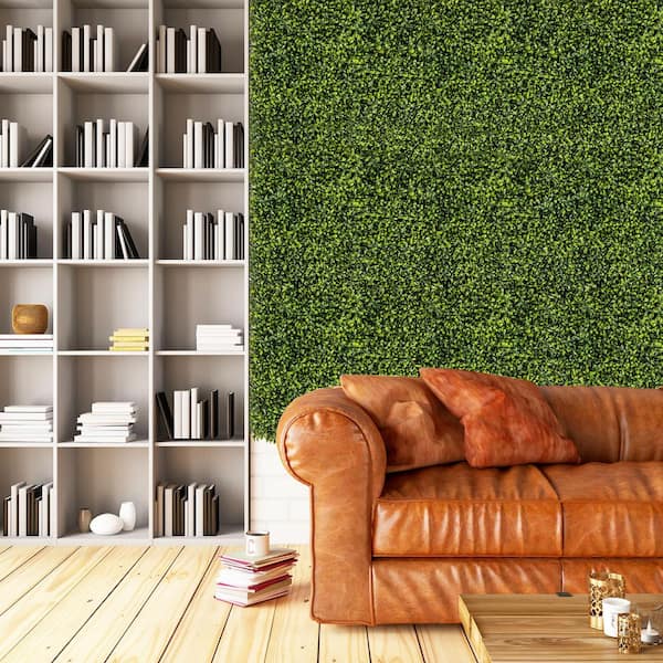 12-Pieces 20 in. x 20 in. Green Artificial Grass Hedge Boxwood Panels with Decorative Grass Wall Panels