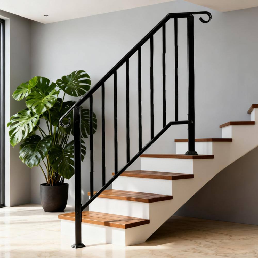 40.7 in. H x 41 in. W Galvanized Steel Hand Railing Kit for 4 Steps w/Curved Ends & Balusters Complete Installation Kit price history on PriceWatchPro