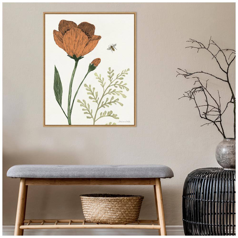 Springtime Floral Canvas Print with Light Brown Frame