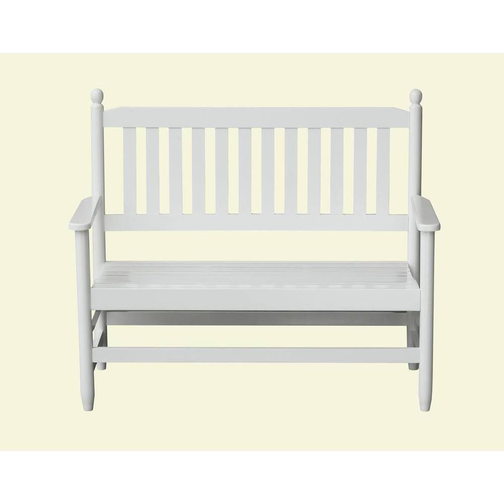 2-Person White Wood Outdoor Patio Bench 204BW-RTA - The Home Depot