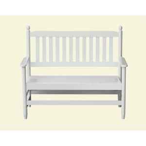 2-Person White Wood Outdoor Patio Bench
