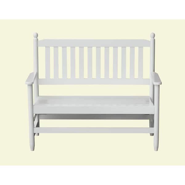 Unbranded 2-Person White Wood Outdoor Patio Bench