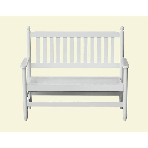 Unbranded 2-Person White Wood Outdoor Patio Bench