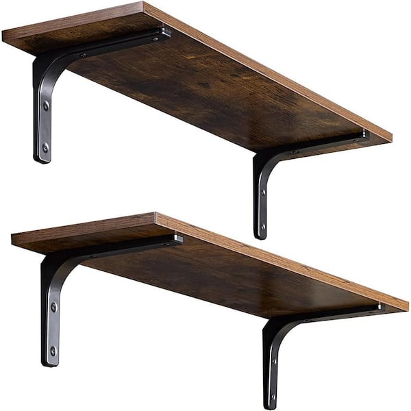 Cubilan 31.5 in. W x 8.3 in. D x 6.5 H Rustic Brown Decorative Wall Shelf, Wall Mounted Shelves Set of 2