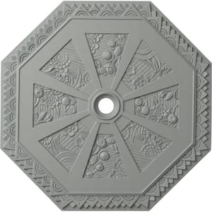 29-1/8" x 2-1/4" ID x 1-1/8" Spring Octagonal Urethane Ceiling Medallion (Fits Canopies up to 3"), Primed White