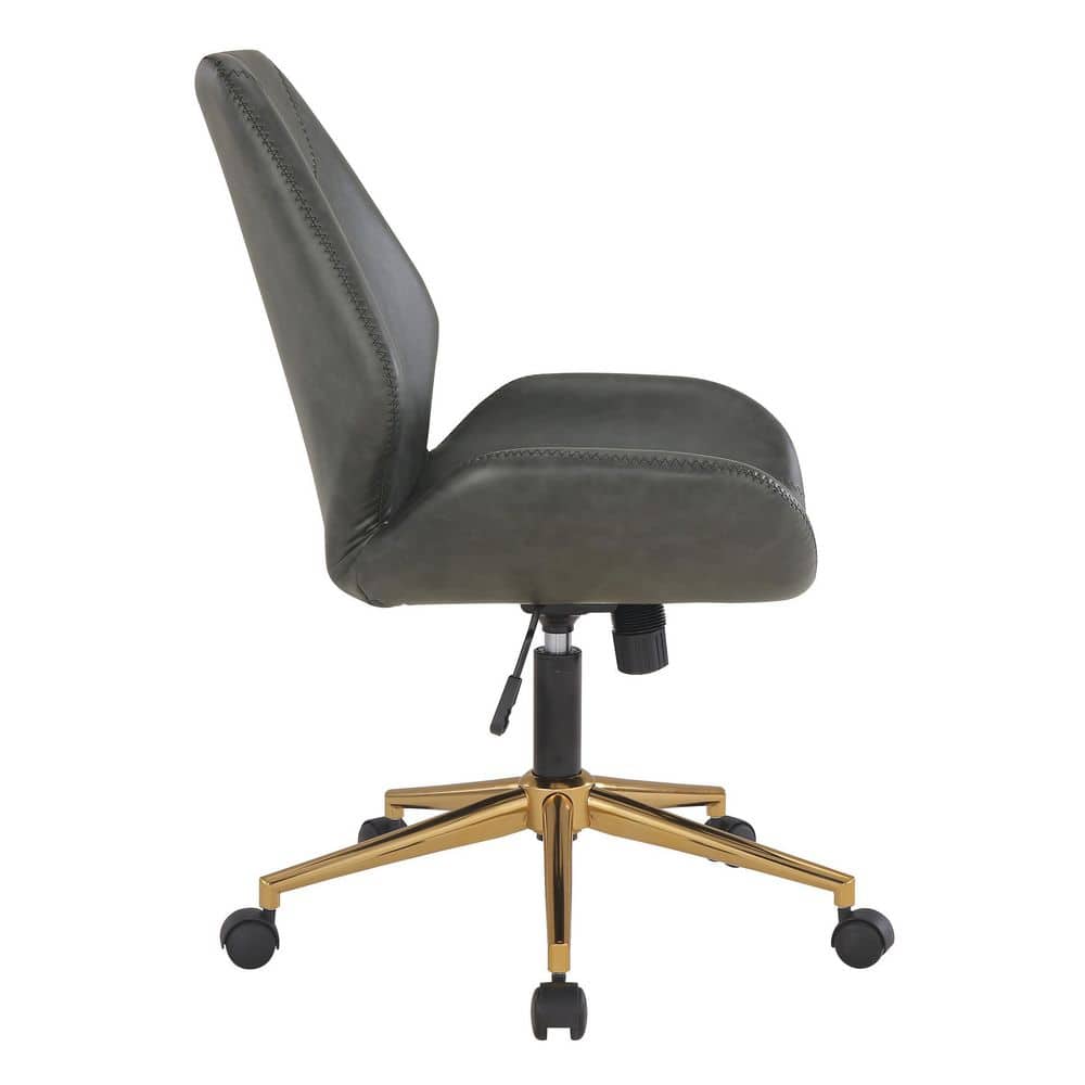 Black Leather and Metal Swivel Executive Office Chair