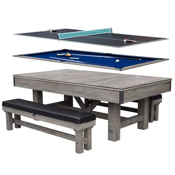 Hathaway Park Avenue 7 ft. Pool Table Tennis Combination with Dining Top, 2  Storage Benches and Free Accessories BG2530PR - The Home Depot