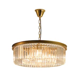 23.62 in. 8-Light Modern Crystal Round Gold Chandelier with Crystal Shade