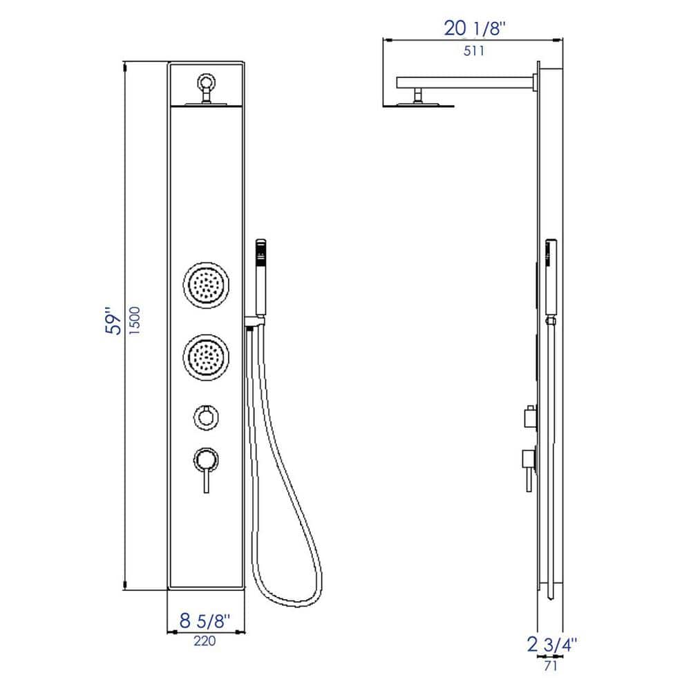 59'' Shower Panel with Adjustable Shower Head