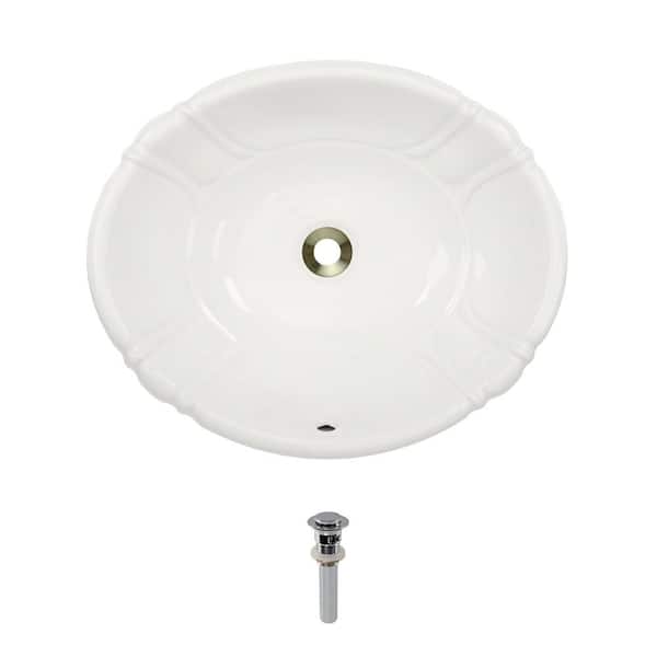 MR Direct Dual-Mount Porcelain Bathroom Sink in Bisque with Pop-Up Drain in Chrome