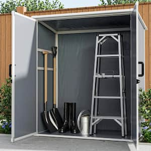 5 ft. W x 3 ft. D Gray Plastic Outdoor Storage Shed with Double Door (15 sq. ft.)