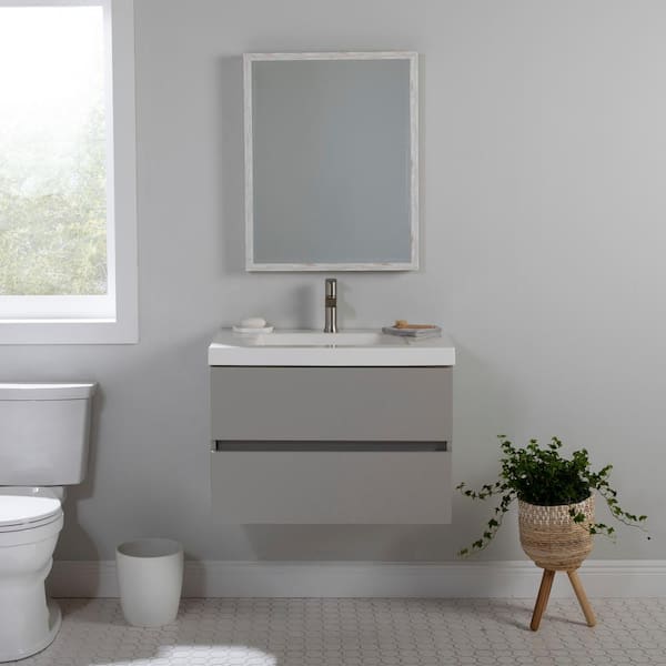 Rawlins 31 in. Single Sink Gray Floating Bath Vanity with White Cultured Marble Top (Assembled)