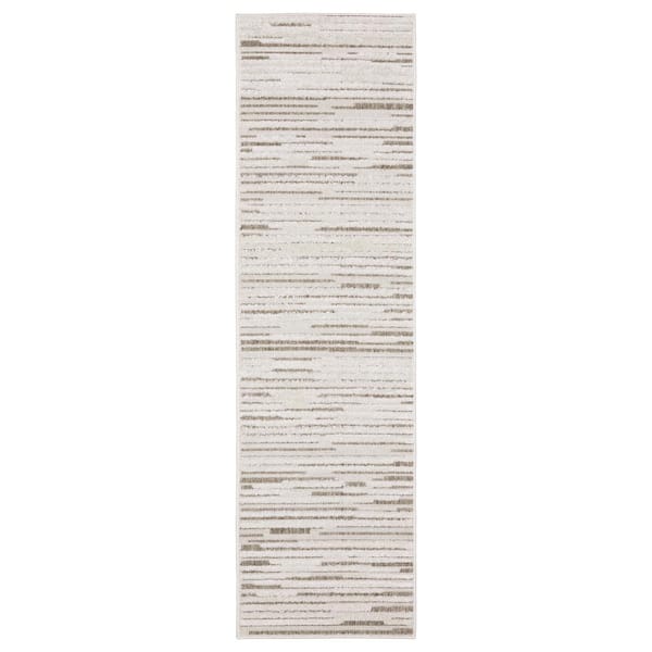 Tudor Ivory 2 ft. x 8 ft. Abstract Stripe Polypropylene Mixed Pile Indoor Runner Area Rug