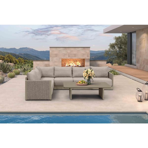 PURPLE LEAF 7 Pieces Patio Conversation Sets with Ottoman All Weather Outdoor Couch Sectional Set with Cushion Beige