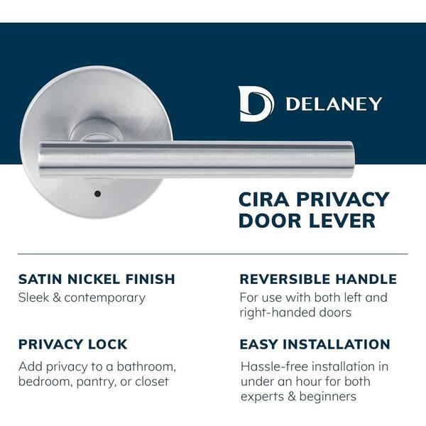 Italica Satin Nickel Privacy Bed/Bath Door Lever Set