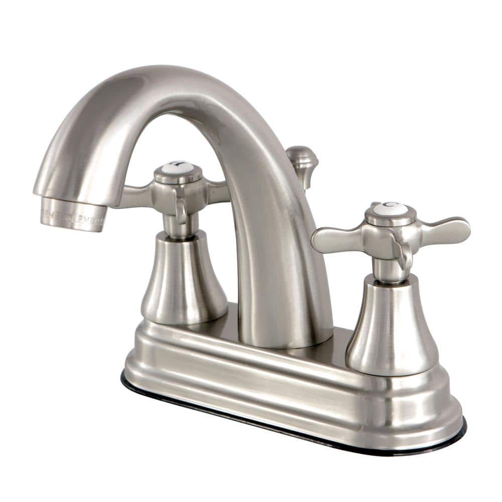 Brushed Nickel Kingston Brass KB168B American Twin Acrylic Handle 4-Inch Centerset Lavatory Faucet