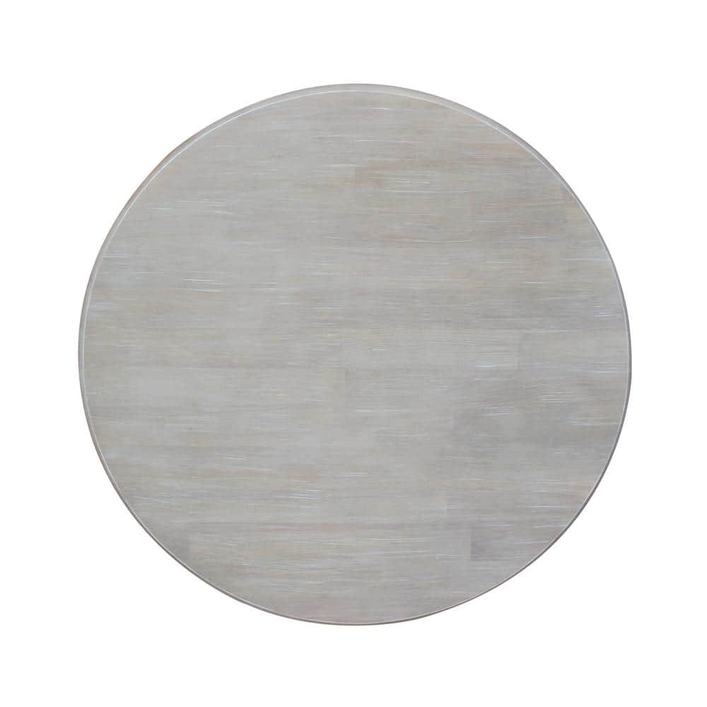 Washed Gray Taupe 36" Round Wood Pedestal Counter Table