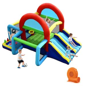 Inflatable Bounce House Kids Bouncy Jumping Castle with Dual Slides and 550-Watt Blower