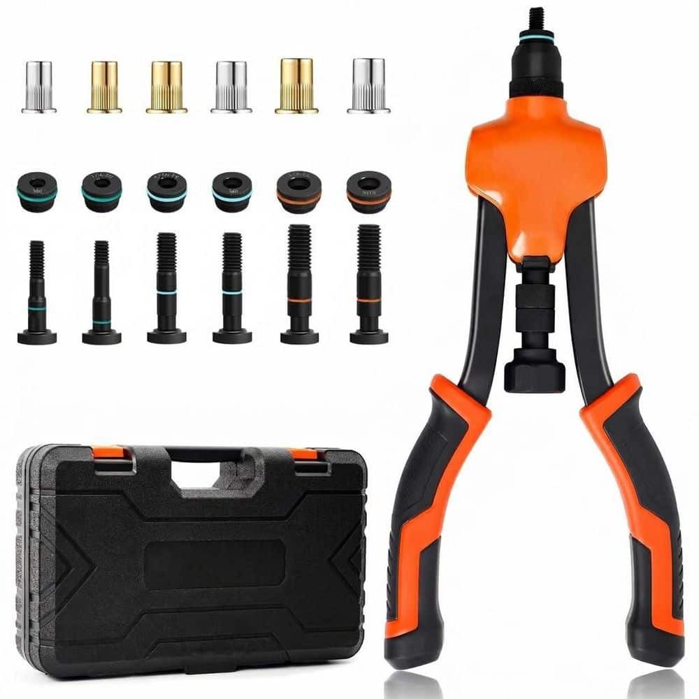 Rivet Nut Tool Kit with 6 Mandrels M6 M8 M10 1/4-20 5/16-18 3/8-16, 80pcs Rivet Nut, Force Arm Control, Case price history on PriceWatchPro